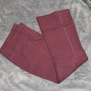 Isaac Mizrahi Live Burgundy 24/7 Stretch Boot Cut Fly Front, Size 20P